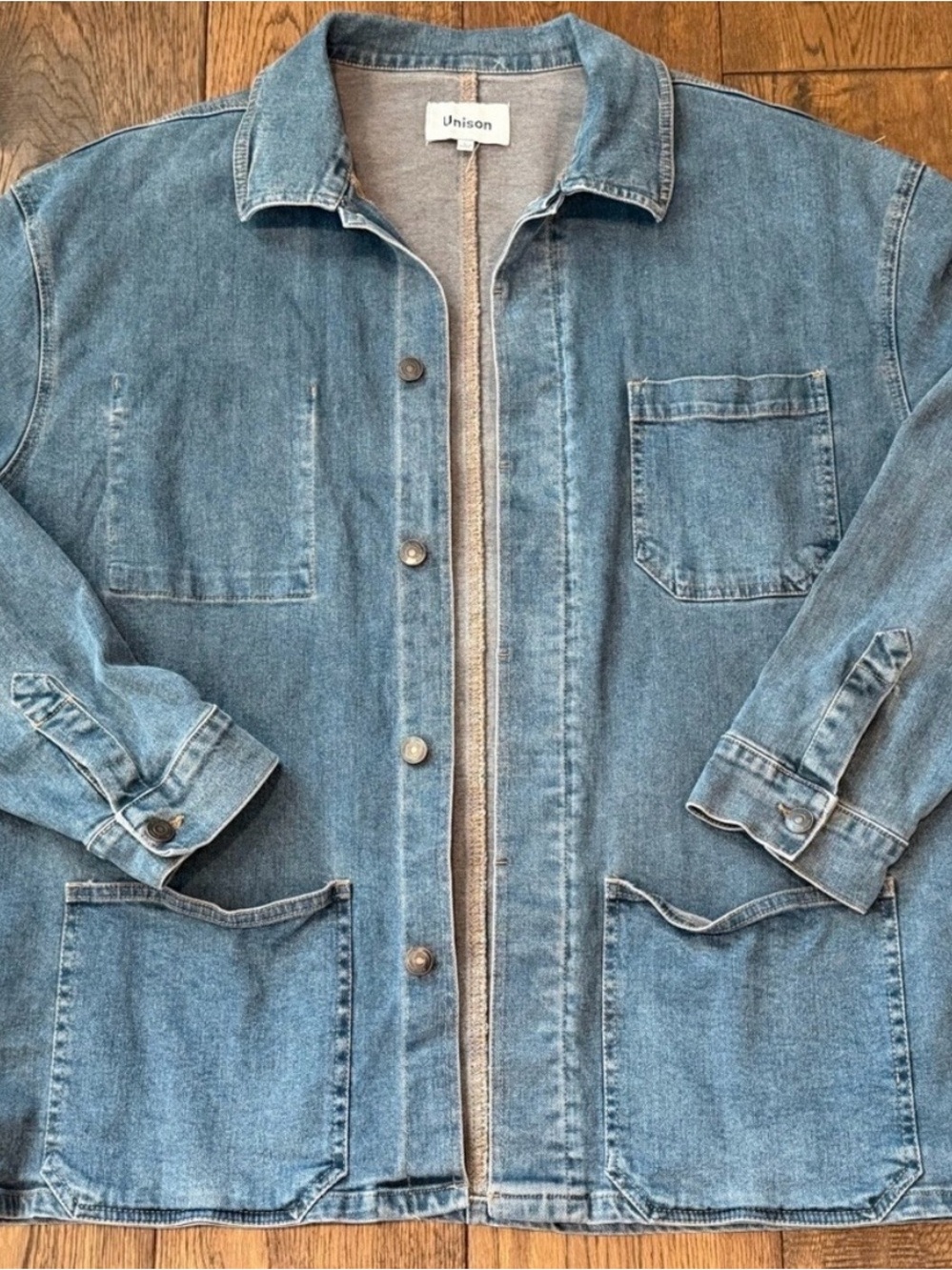 Men's Light Wash Denim Shirt Jacket - Blue